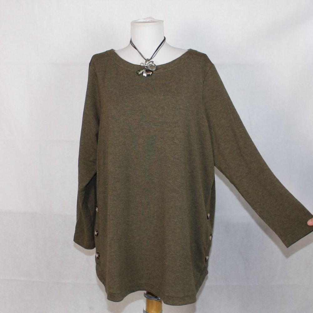 J. Jill LS Scoop Neck Button Side Tunic XL N93
